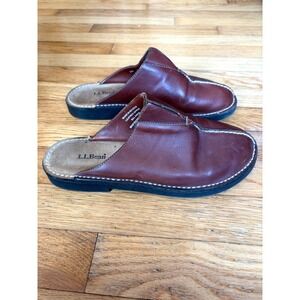L.L. Bean Brown Leather Mules Women's 9B